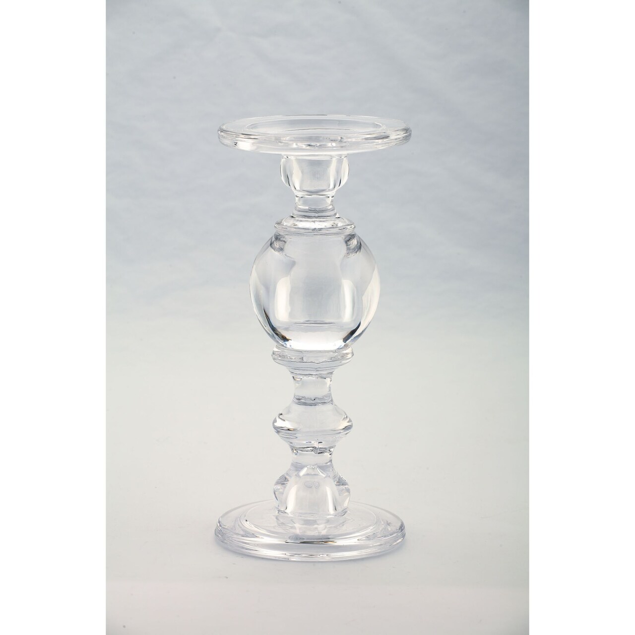 CC Home Furnishings 9.5" Clear Handblown Glass Pillar Candle Holder